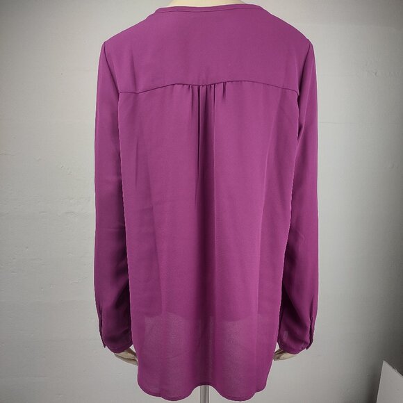 NWT Pleione purple long sleeve V-Neck blouse top ladies XL X-Large - Picture 6 of 10